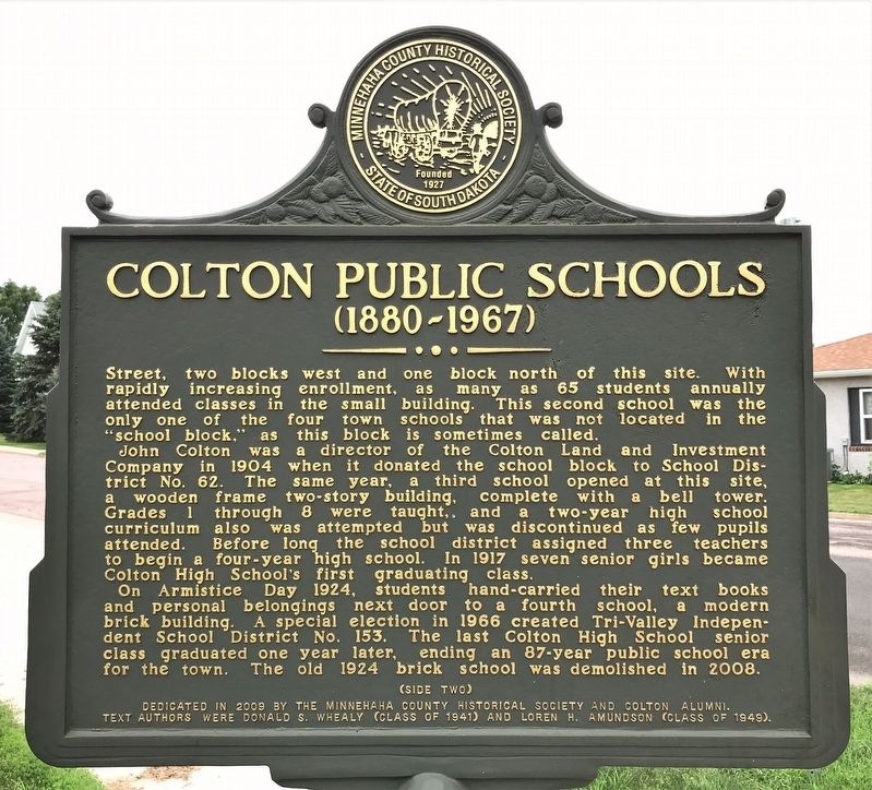 Colton Public Schools Marker <i>(Side two)</i> image. Click for full size.