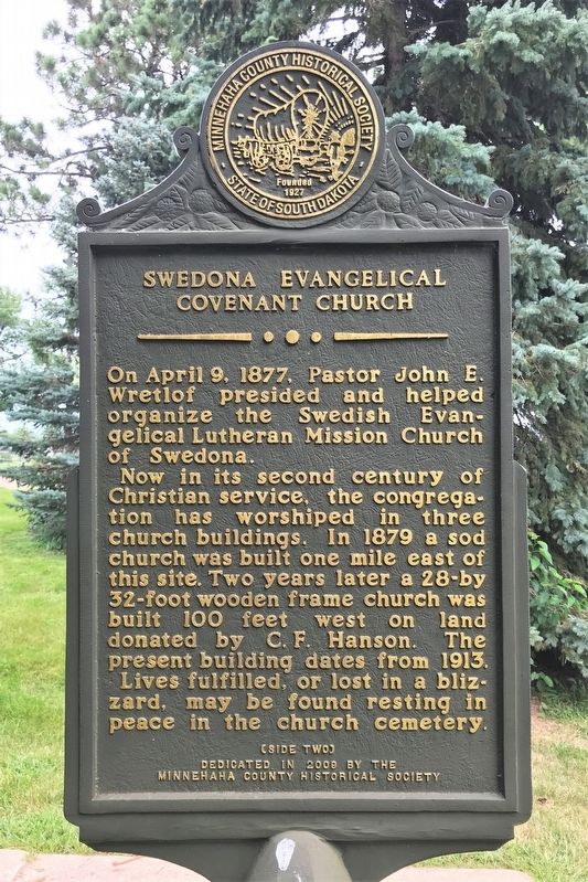 Swedona Evangelical Covenant Church Marker <i>(Side two)</i> image. Click for full size.