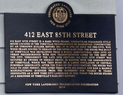 412 East 85th Street Marker image. Click for full size.