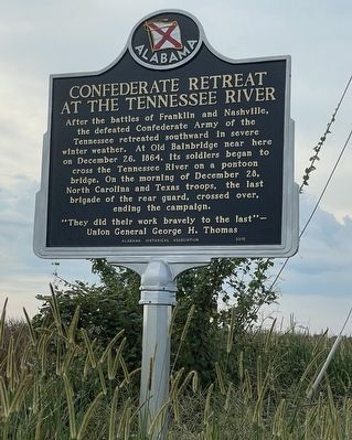 Confederate Retreat at the Tennessee River Marker. Click for full size. Confederate Retreat at the Tennessee River Marker image. Click for full size.