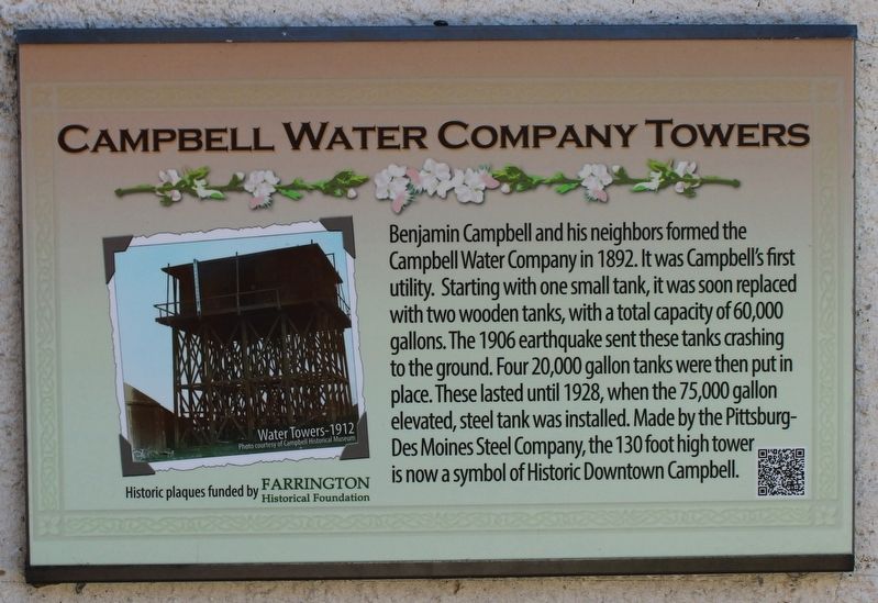 Campbell Water Company Towers Marker image. Click for full size.