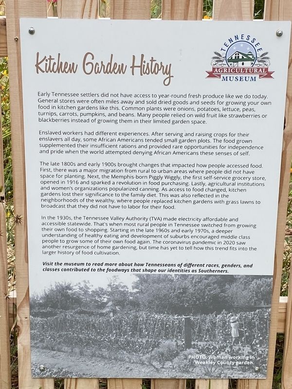 Kitchen Garden History Marker image. Click for full size.