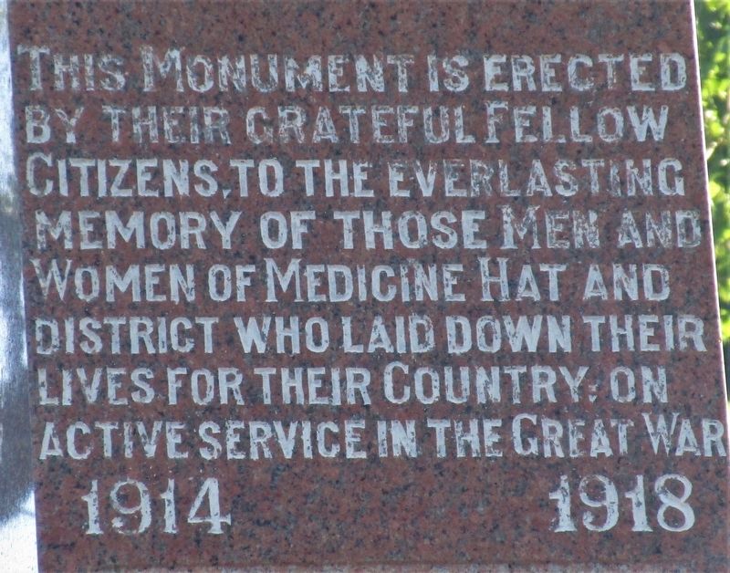 Medicine Hat WW I 1914- 1918 Veterans Memorial image. Click for full size.