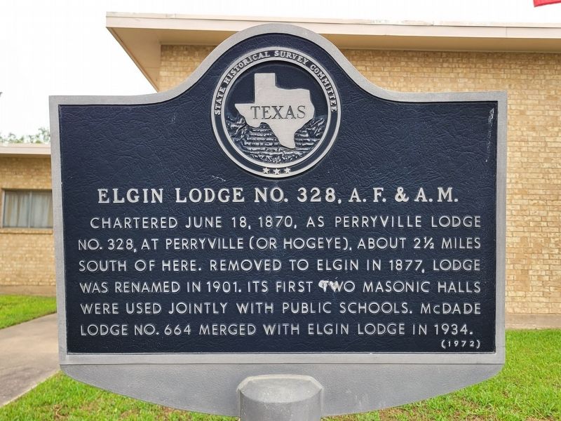 Elgin Lodge No. 328, A.F. & A.M. Marker image. Click for full size.