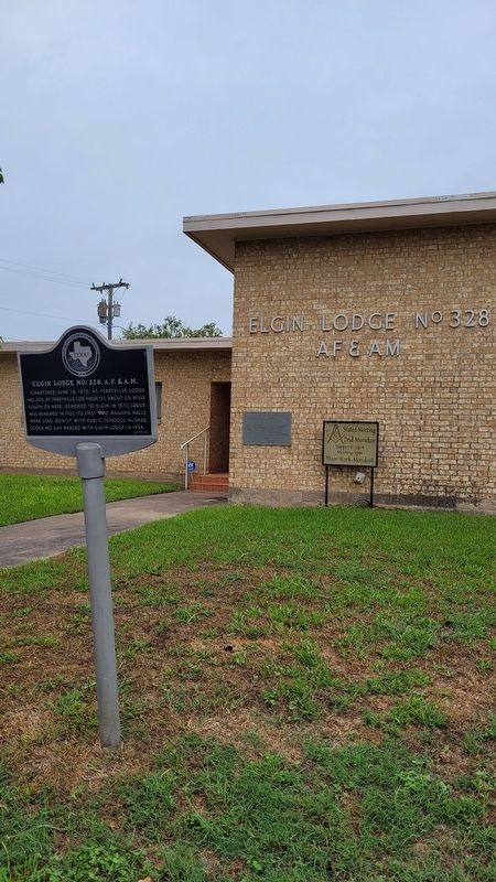 The front entrance to Elgin Lodge No. 328, A.F. & A.M. and Marker. Click for full size. The front entrance to Elgin Lodge No. 328, A.F. & A.M. and Marker image. Click for full size.