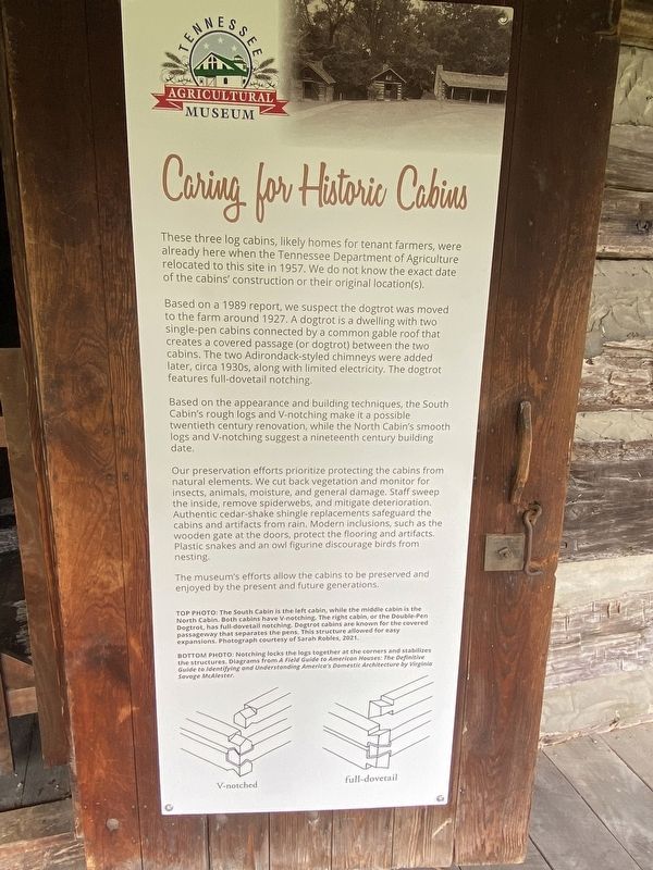 Caring for Historic Cabins Marker. Click for full size. Caring for Historic Cabins Marker image. Click for full size.