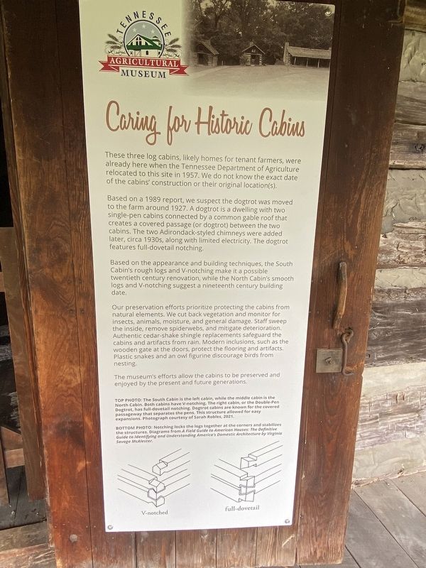 Caring for Historic Cabins Marker image. Click for full size.