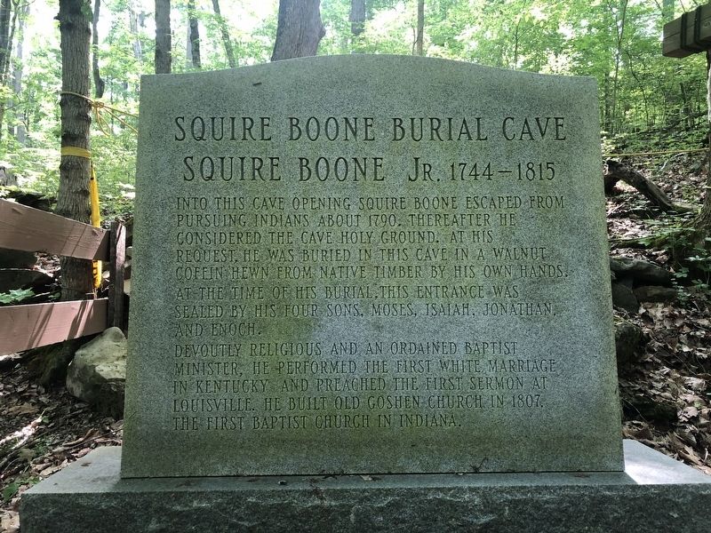 Squire Boone Burial Cave Marker image. Click for full size.