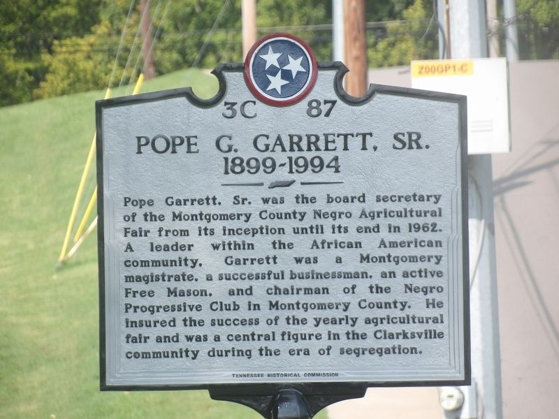 Pope G. Garrett, Sr. Marker side image. Click for full size.