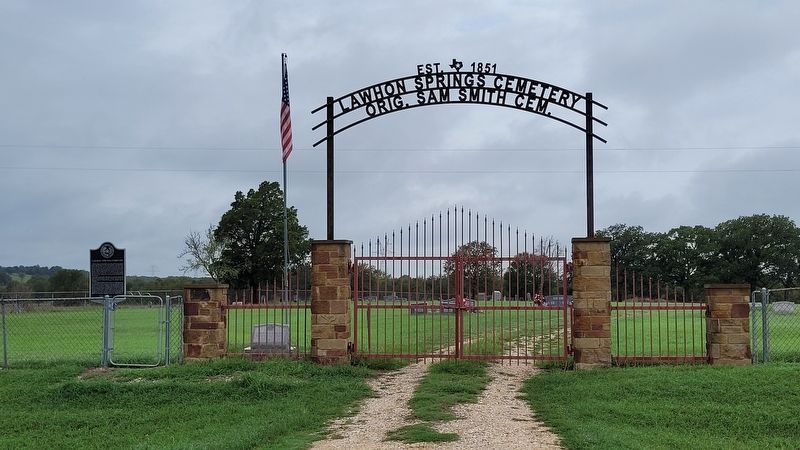 The front entrance to the Lawhon Springs Cemetery and Marker image. Click for full size.