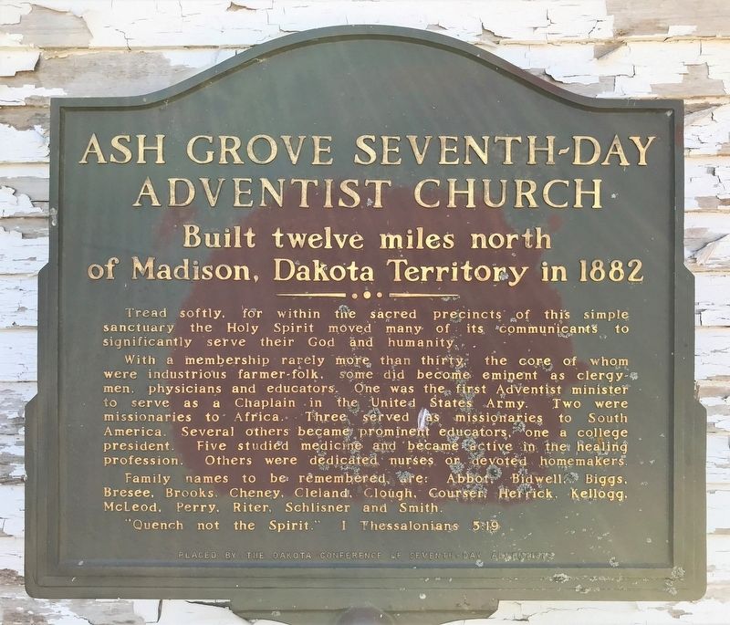 Ash Grove Seventh-Day Adventist Church Marker image. Click for full size.