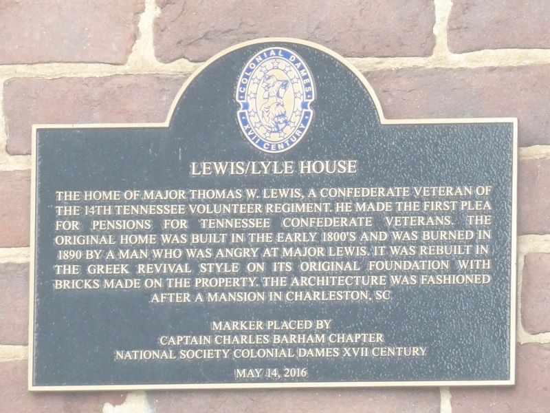 Lewis/Lyle House Marker image. Click for full size.