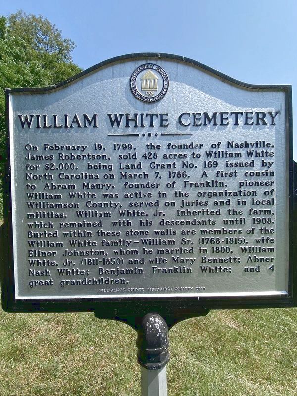 William White Cemetery Marker image. Click for full size.