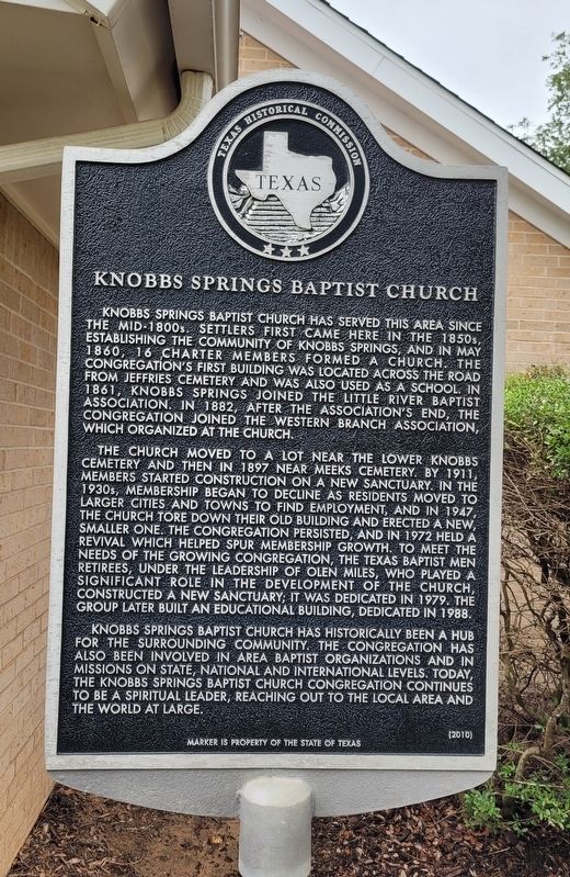 Knobbs Springs Baptist Church Marker image. Click for full size.
