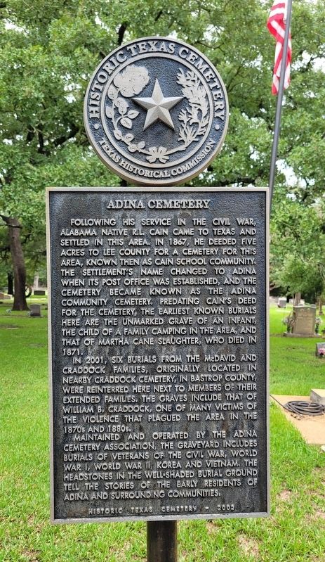 Adina Cemetery Marker image. Click for full size.