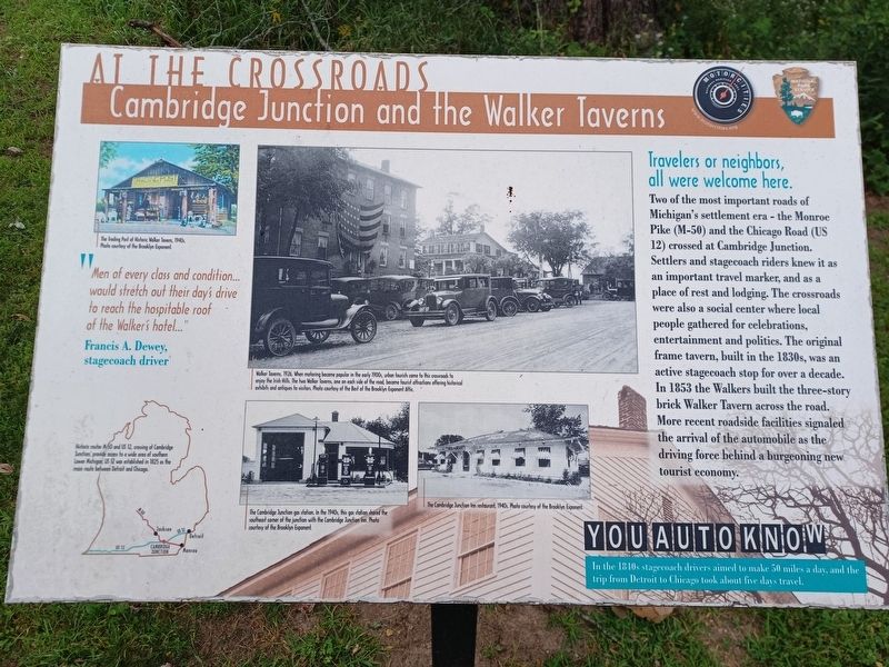 At the Crossroads: Cambridge Junction and the Walker Taverns Marker. Click for full size. At the Crossroads: Cambridge Junction and the Walker Taverns Marker image. Click for full size.
