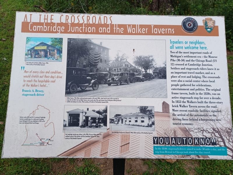 At the Crossroads: Cambridge Junction and the Walker Taverns Marker image. Click for full size.