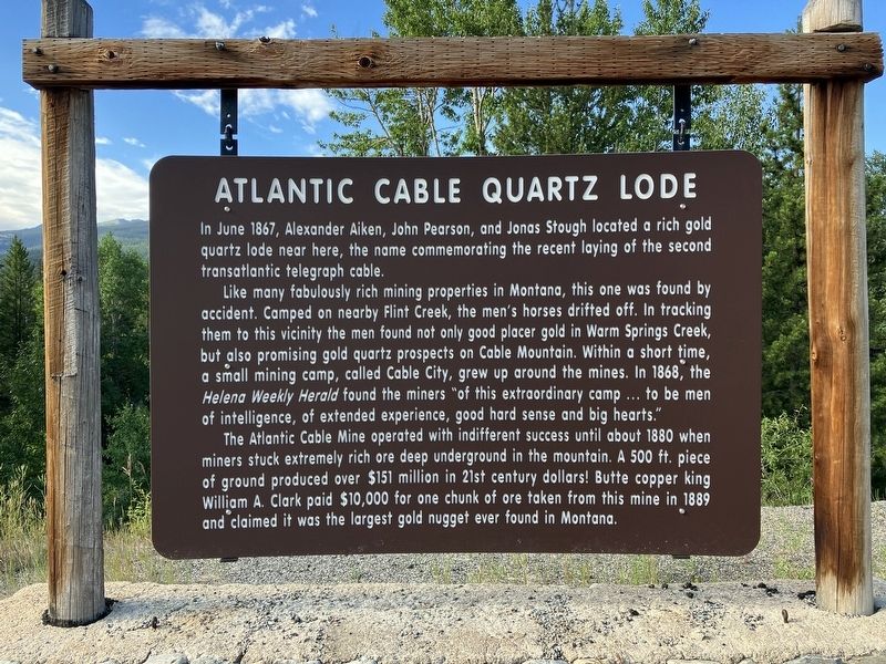Atlantic Cable Quartz Lode Marker image. Click for full size.