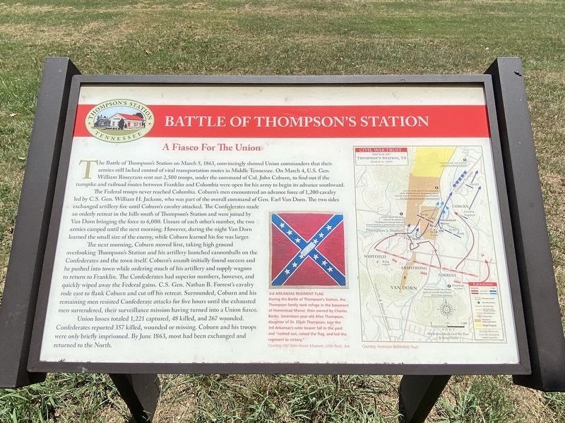 Battle of Thompson's Station Marker. Click for full size. Battle of Thompson's Station Marker image. Click for full size.