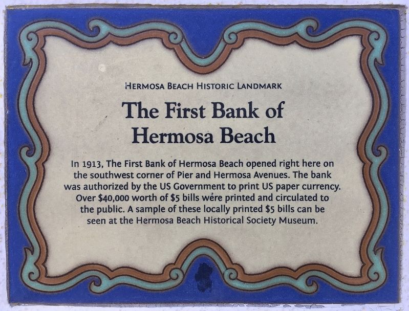 The First Bank of Hermosa Beach Marker image. Click for full size.