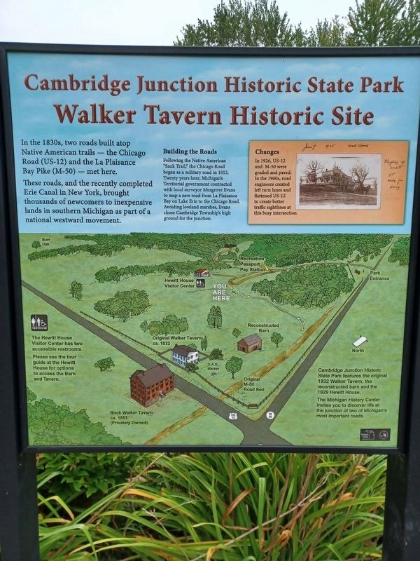 Cambridge Junction Historic State Park Marker — middle panel image. Click for full size.