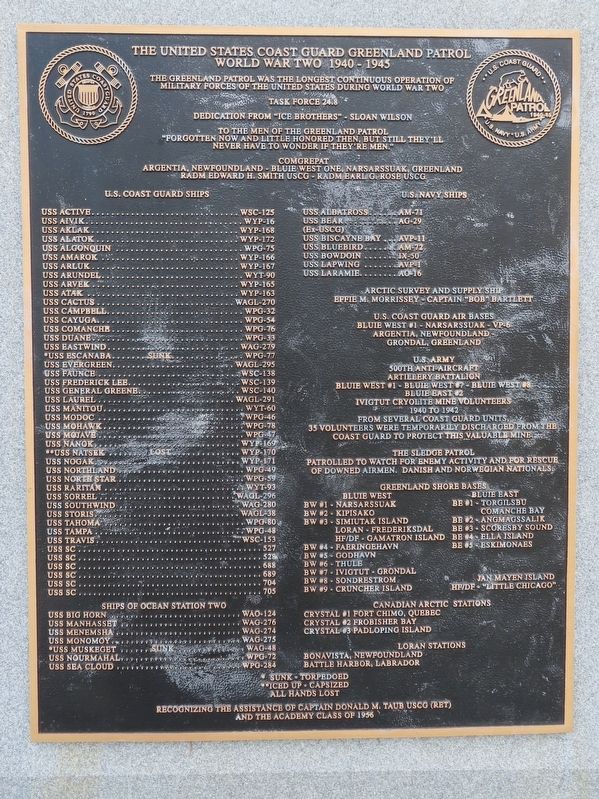 The United States Coast Guard Greenland Patrol Marker image. Click for full size.