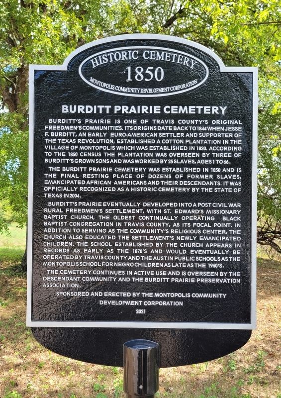 Burditt Prairie Cemetery Marker image. Click for full size.