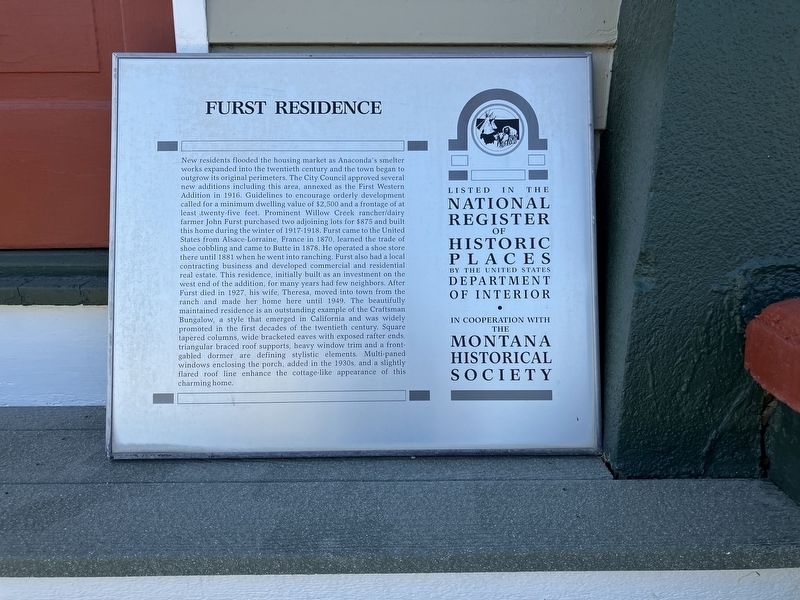 Furst Residence Marker image. Click for full size.