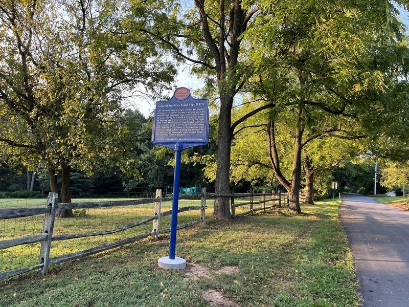 General Stephen's Stand Sept. 11, 1777 Marker. Click for full size. General Stephen's Stand Sept. 11, 1777 Marker image. Click for full size.