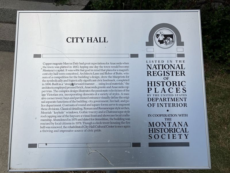 Anaconda City Hall Marker image. Click for full size.