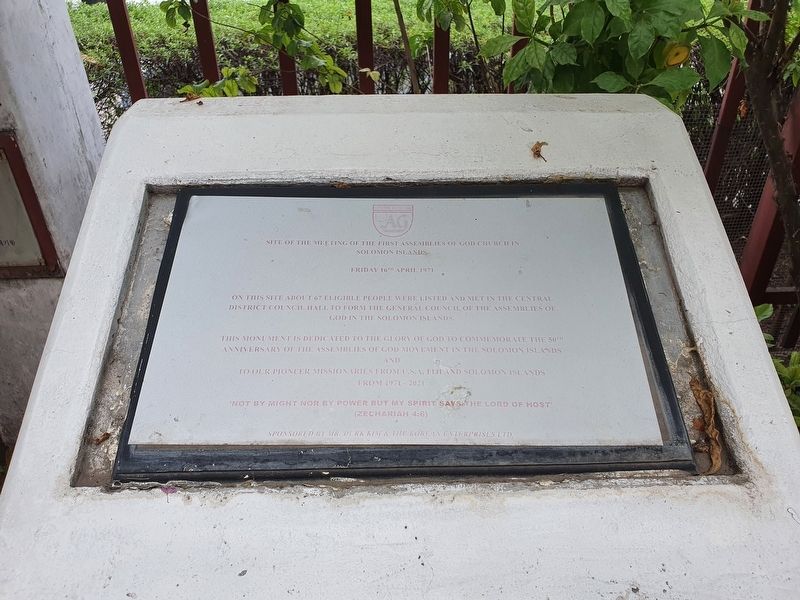 First Meeting of the Assemblies of God Church Marker. Click for full size. First Meeting of the Assemblies of God Church Marker image. Click for full size.