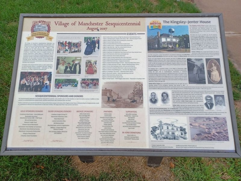 Village of Manchester Sesquicentennial/The Kingsley-Jenter House Marker image. Click for full size.