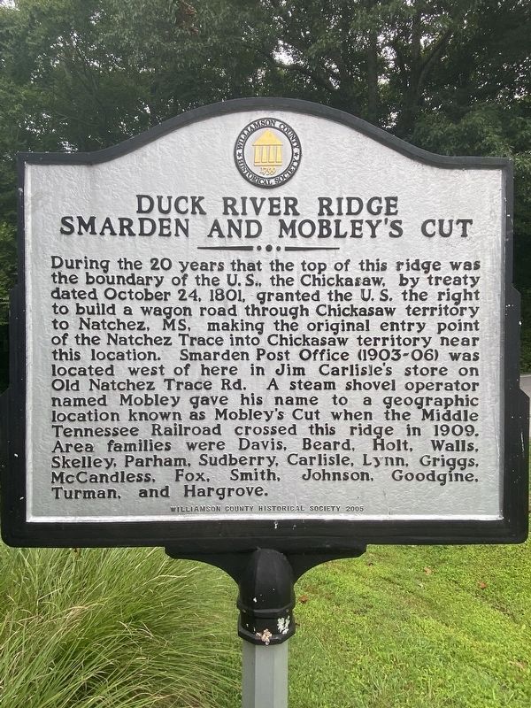 Duck River Ridge Smarden and Mobley's Cut Marker image. Click for full size.