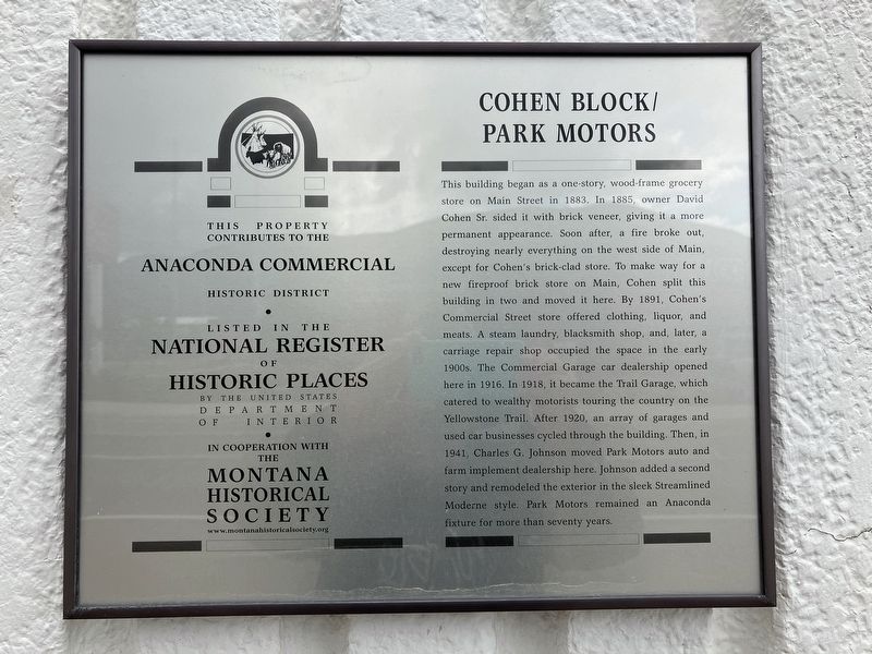 Cohen Block/Park Motors Marker image. Click for full size.