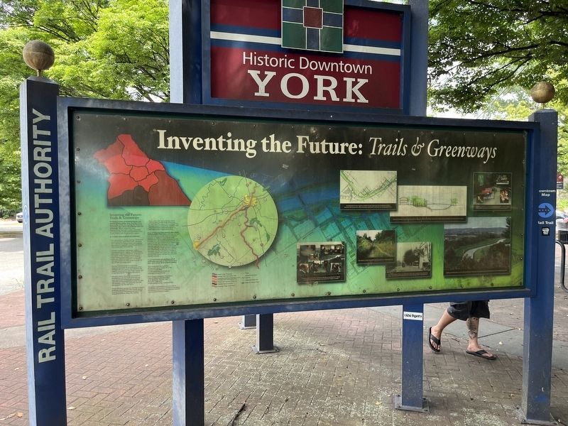 Inventing the Future: Trails & Greenways Marker. Click for full size. Inventing the Future: Trails & Greenways Marker image. Click for full size.