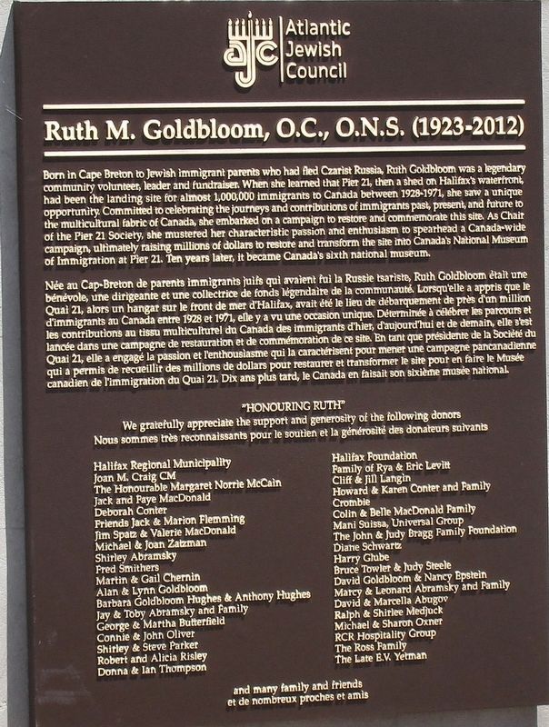 Ruth M. Goldbloom, O.C., O.N.S. Marker image. Click for full size.