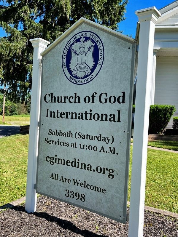 Church sign for the current congregation inhabiting the building image. Click for full size.