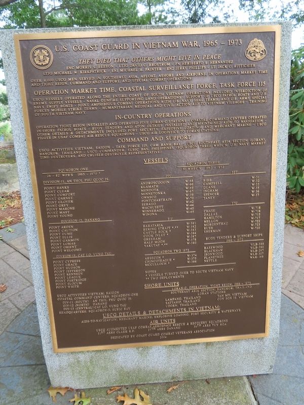 U.S. Coast Guard in Vietnam War Marker. Click for full size. U.S. Coast Guard in Vietnam War Marker image. Click for full size.