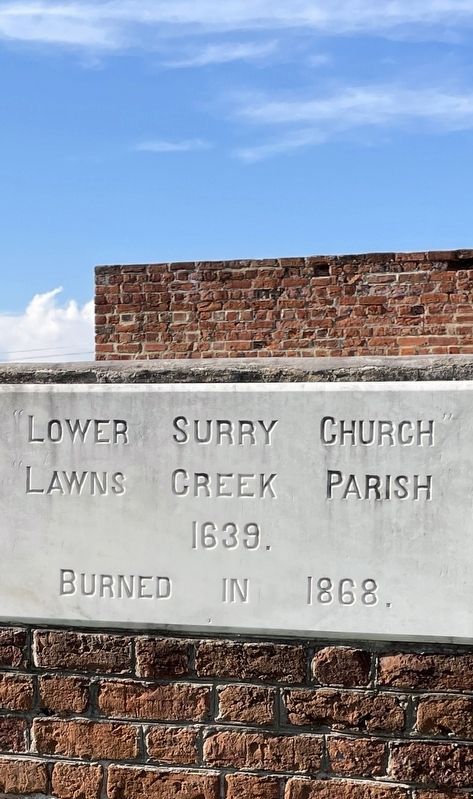 Lower Surry Church, Lawns Creek Parish Marker image. Click for full size.