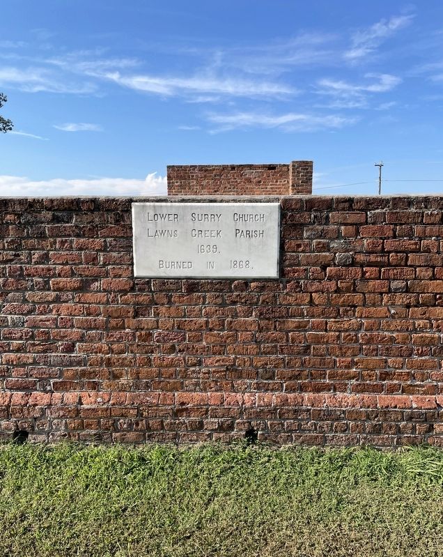 Lower Surry Church, Lawns Creek Parish Marker image. Click for full size.