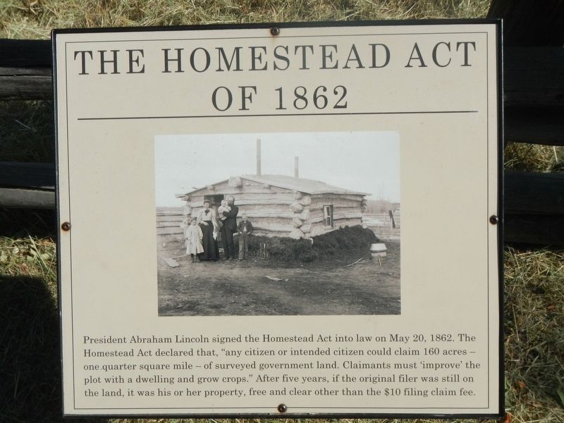 The Homestead Act of 1862 Marker image. Click for full size.