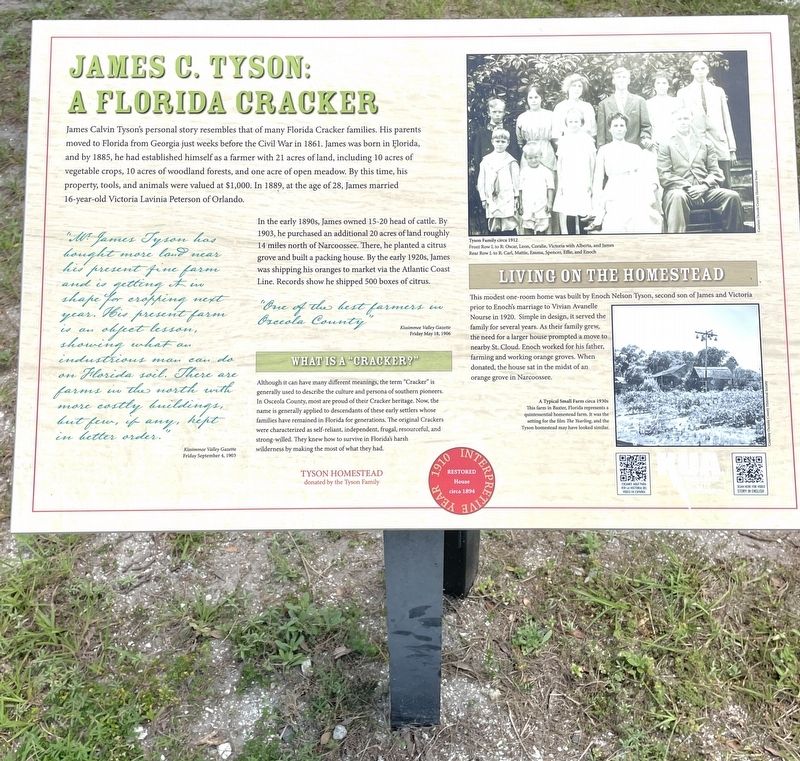 James C. Tyson: A Florida Cracker Marker image. Click for full size.