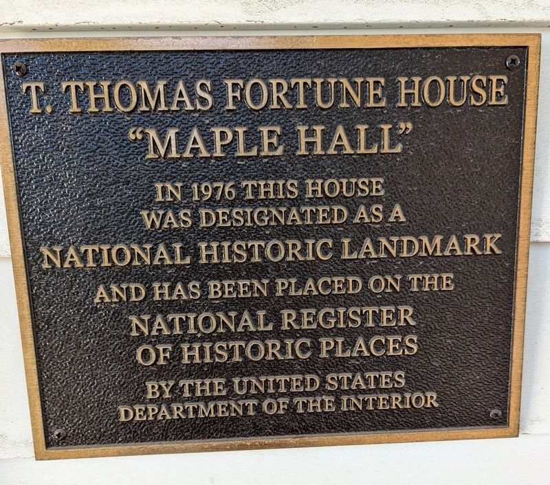 T. Thomas Fortune National Historic Landmark Marker image. Click for full size.