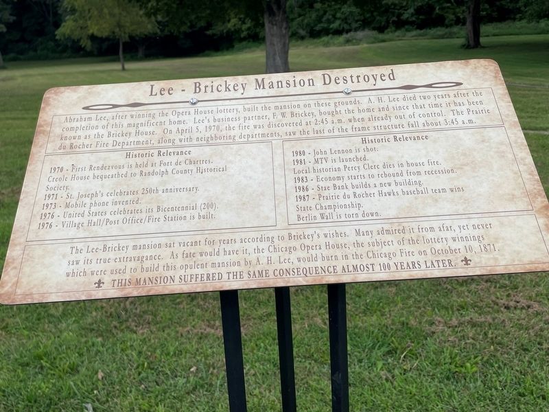 Lee- Brickey Mansion Destroyed Marker image. Click for full size.