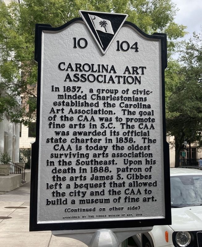 Carolina Art Association Marker Front image. Click for full size.