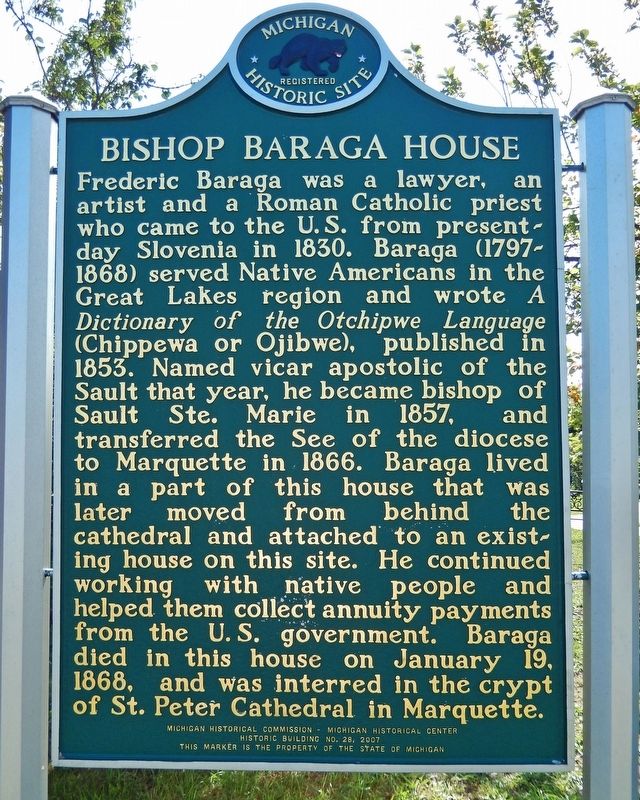 Bishop Baraga House Marker image. Click for full size.