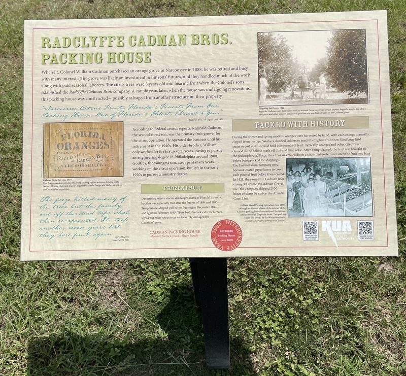 Radcliffe Cadman Bros. Packing House Marker image. Click for full size.