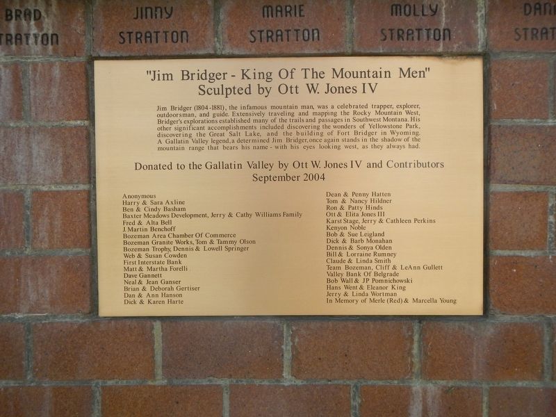 "Jim Bridger - King of the Mountain Men" Marker image. Click for full size.