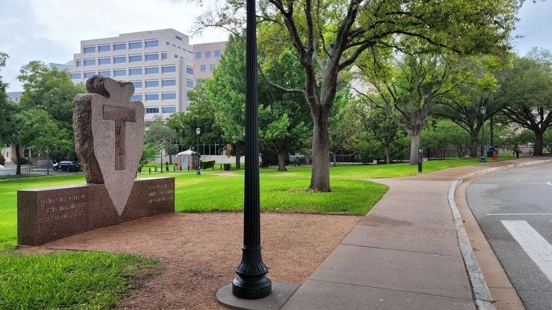 The view of the Veterans of the 36th Infantry Memorial on the west side of the Texas State Capitol image. Click for full size.