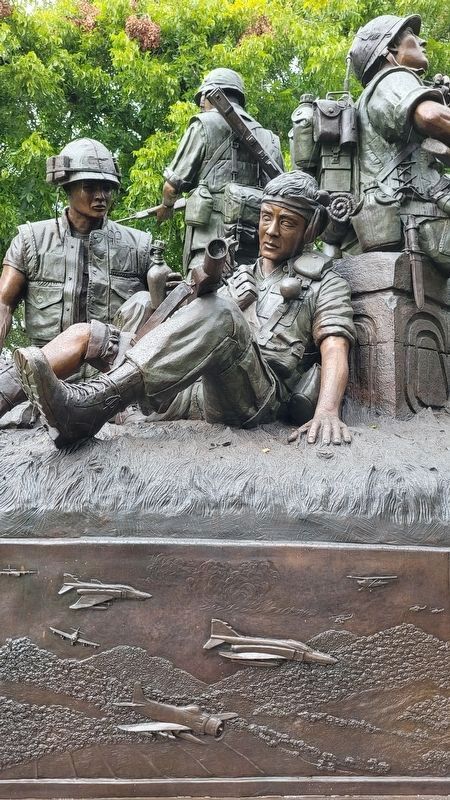 Closeup of the left side of the Texas Capitol Vietnam Veterans Monument image. Click for full size.